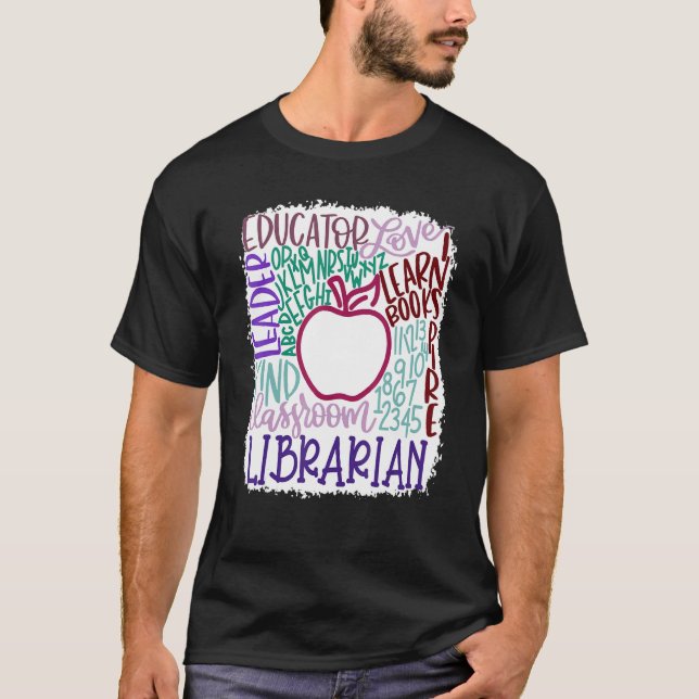T-shirt Librarian Teacher In Typography Teacher Back 2 Sch (Devant)