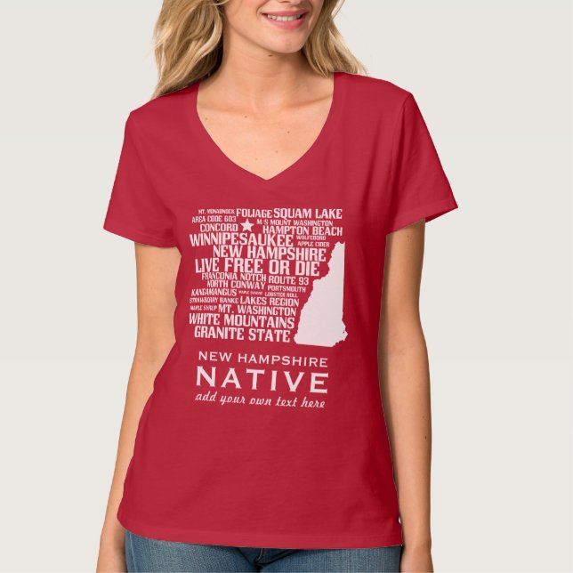 T-shirt Libres vivants d'indigène du New Hampshire ou (Devant)