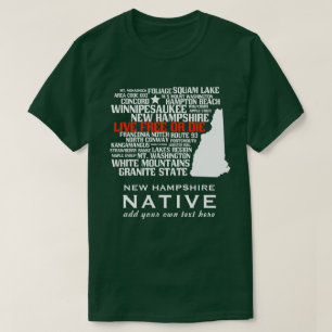 T-shirt Libres vivants d'indigène du New Hampshire ou