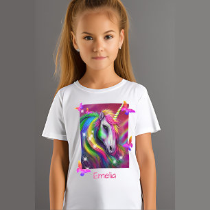 T-Shirt Licorne Arc-en-Ciel Étincelante Tête
