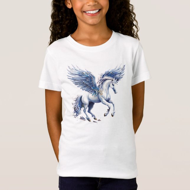 T-Shirt licorne blanche avec ailes (Devant)