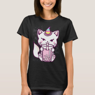 T-shirt Licorne de chat mignon buvant un design de thé à b