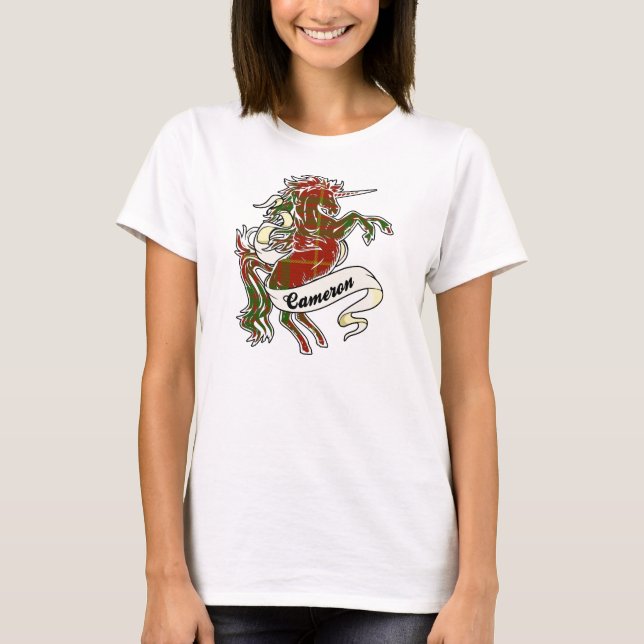 T-shirt Licorne de tartan de Cameron (Devant)