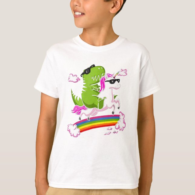 T-shirt Licorne d'équitation de dinosaure de T-Rex (Devant)