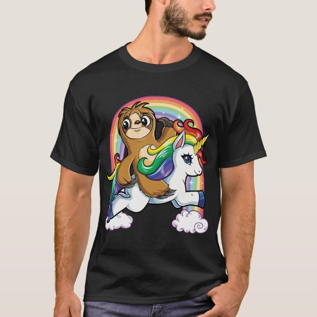 T-shirt Licorne d'équitation de paresse (Devant)