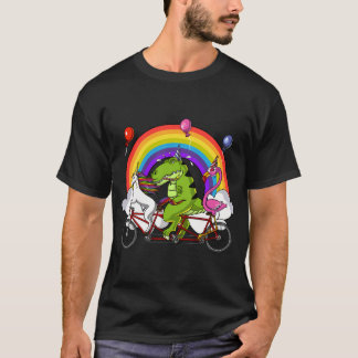 T-shirt Licorne Dinosaure Flamant Rose à Vélo