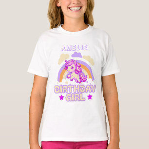 T-Shirt Licorne Fille d'Anniversaire Personnalisé