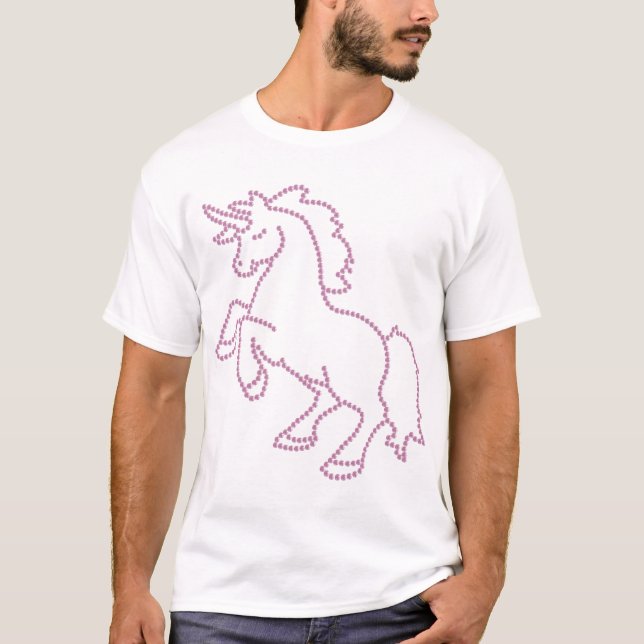 T-shirt Licorne imprimée de rose de fausse pierre (Devant)