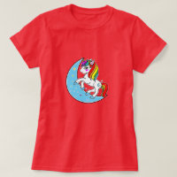 Licorne Lune et Étoiles Bleu Céleste Arc-en-Ciel