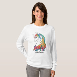 T-shirt Licorne mignonne d'arc-en-ciel d'aquarelle