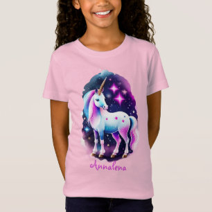 T-Shirt licorne mignonne devant un ciel étoilé scintillant