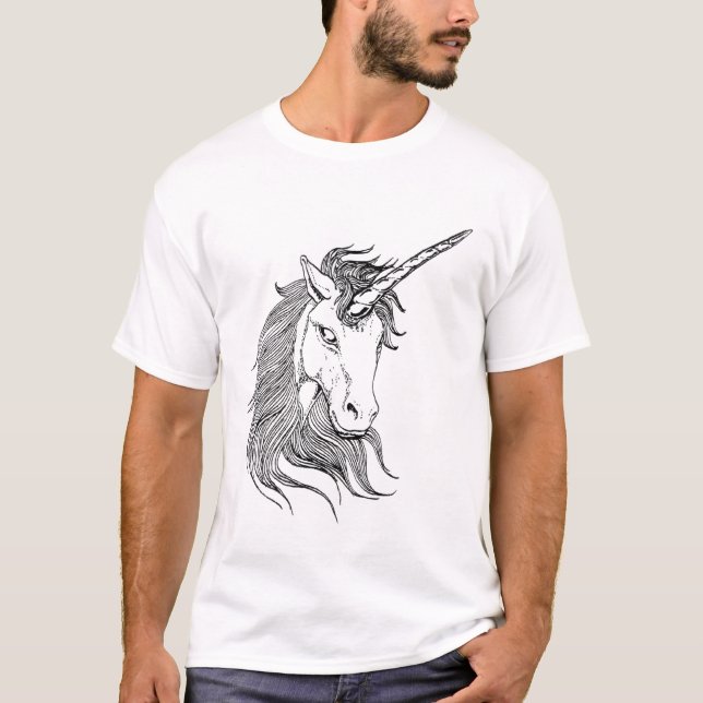 T-shirt Licorne noire et blanche (Devant)