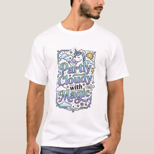 T-shirt Licorne Partiellement Nuageux avec Vecteur Commerc