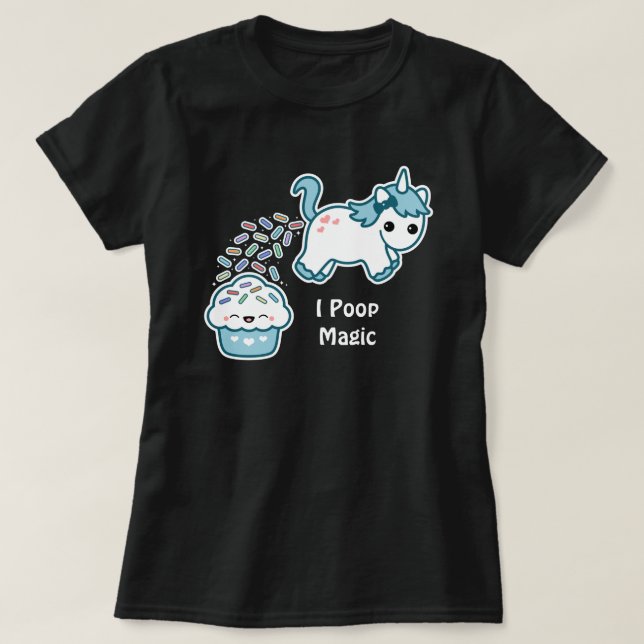 T-shirt Licorne Pooping sur le petit gâteau (Design devant)
