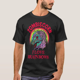 T-shirt Licorne Zombie J'Aime Brainbows  Thème Gothique Go