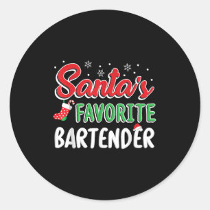 T-Shirt Lieblingsbarkeeper des Weihnachtsmanns Süß Runder Aufkleber