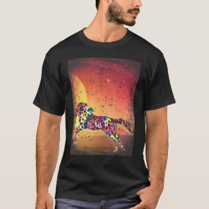 T-shirt Lien léopard Tie Dye Lune Saut de cheval Surréalis