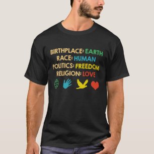 T-shirt Lieu de naissance Terre Race Politique humaine Lib