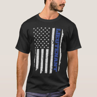 T-shirt Lieutenant de police Drapeau américain USAhin Bleu