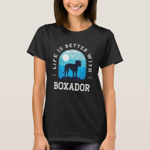 T-shirt Life Better Boxador Vintage Blue Chien Maman Papa