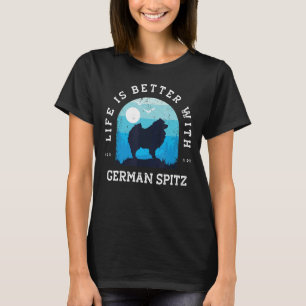 T-shirt Life Better German Spitz Vintage Blue Chien Maman 