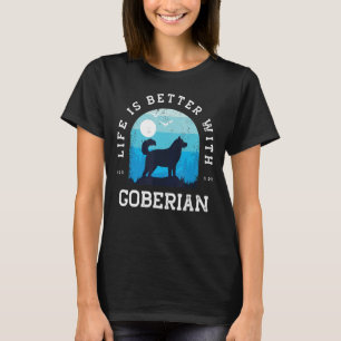 T-shirt Life Better Goberian Vintage Blue Dog Maman Papa