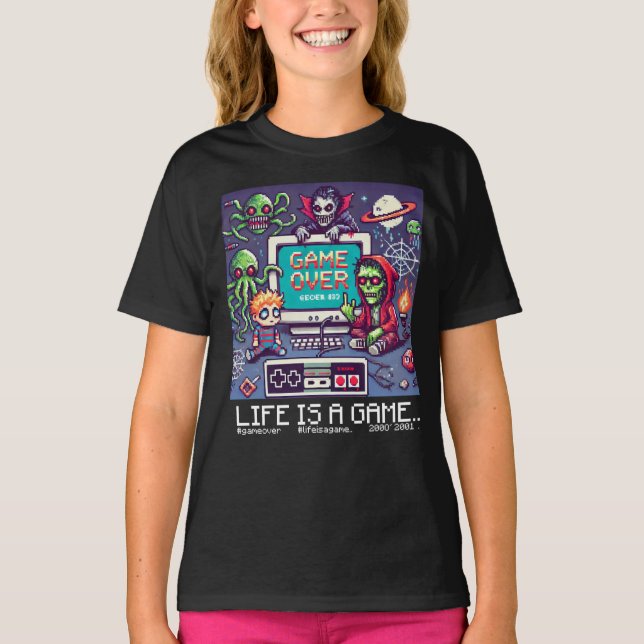 T-shirt Life Is A Game... : Game Over (fille gamer gamer g (Devant)