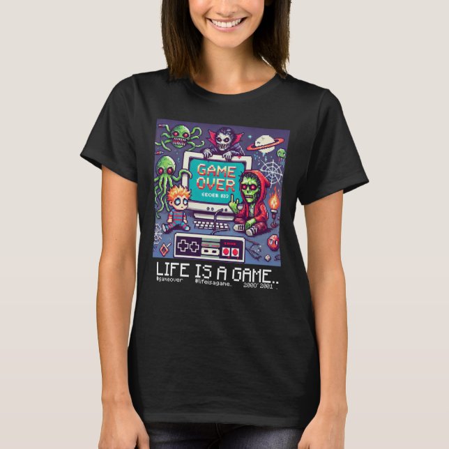 T-shirt Life Is A Game.. : Game Over (fille joueuse) (Devant)