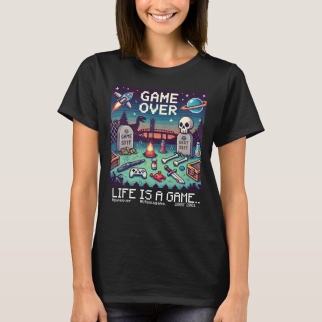 T-shirt Life Is A Game.. : Game Over (fille joueuse) (Devant)