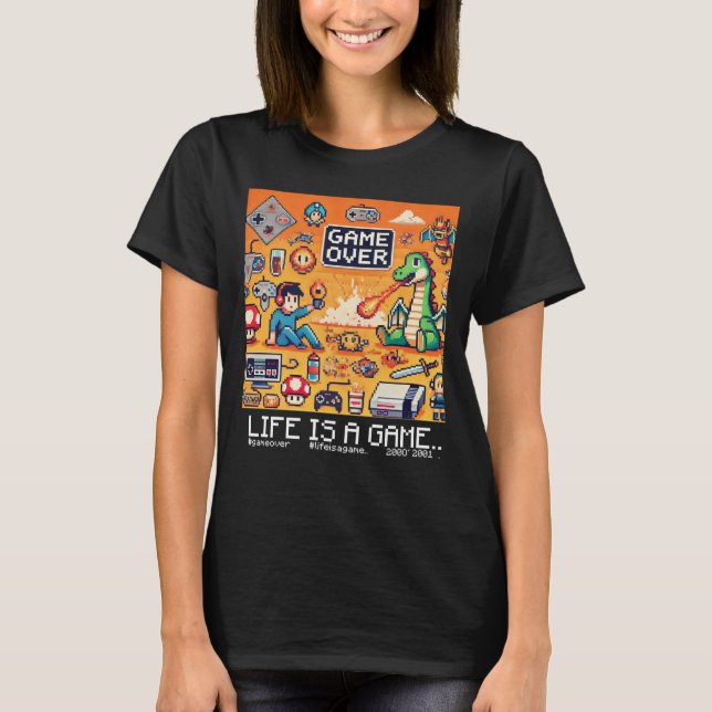 T-shirt Life Is A Game.. : Game Over (fille joueuse) (Devant)