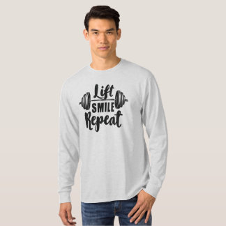 T-shirt Lift Smile Repeat Gym Motivation Weightlifting Str