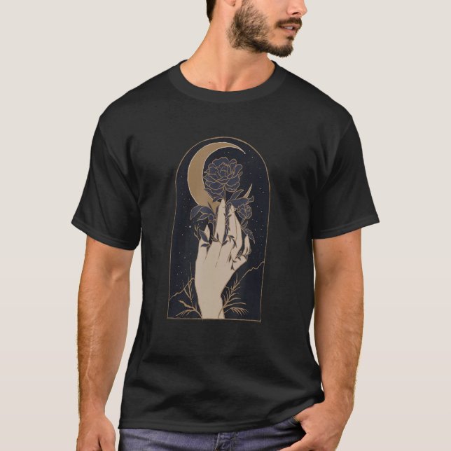 T-shirt Light Academia Aesthetic Hand Holding Red Rose Cre (Devant)