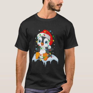 T-shirt Light Christma Penguin Ugly Pajamas Santa Hat Noël