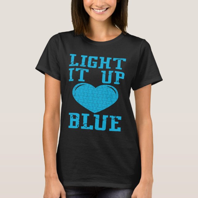 T-shirt Light It Up Blue  Puzzle Piece Autism Awareness (Devant)