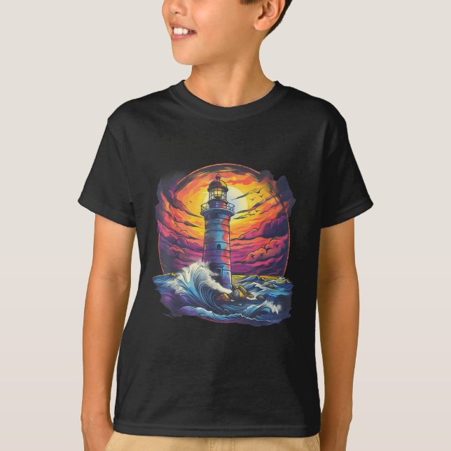T-shirt Lighthouse Sailing Sea Beach Boating Seaside House (Devant)