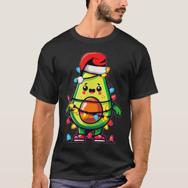 T-shirt Lighting Avocado Ugly Christmas Sweater Guacamole  (Devant)