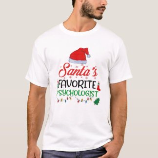 T-shirt Lighting Xmas Santa's-Favorite Psychologist Christ