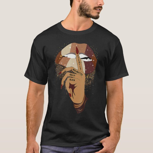 T-shirt Lightly Melanated Hella Black Afro Queen African A (Devant)