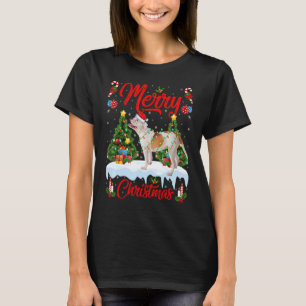 T-shirt Lights Xmas Tree Santa American Bulldog