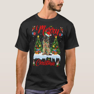 T-shirt Lights Xmas Tree Santa German Shepherd Dog Christm