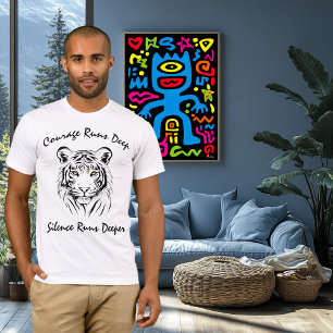 T-shirt Ligne artistique majestueuse du tigre - Le courage
