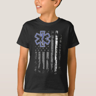T-shirt Ligne blanche mince EMS EMT Paramedic American Fla