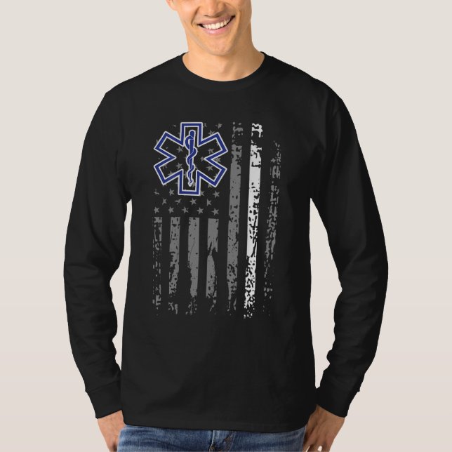 T-shirt Ligne blanche mince EMS EMT Paramedic American Fla (Devant)