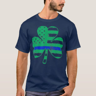 T-shirt Ligne Bleue Mince Drapeau Cadeau de police Shamroc