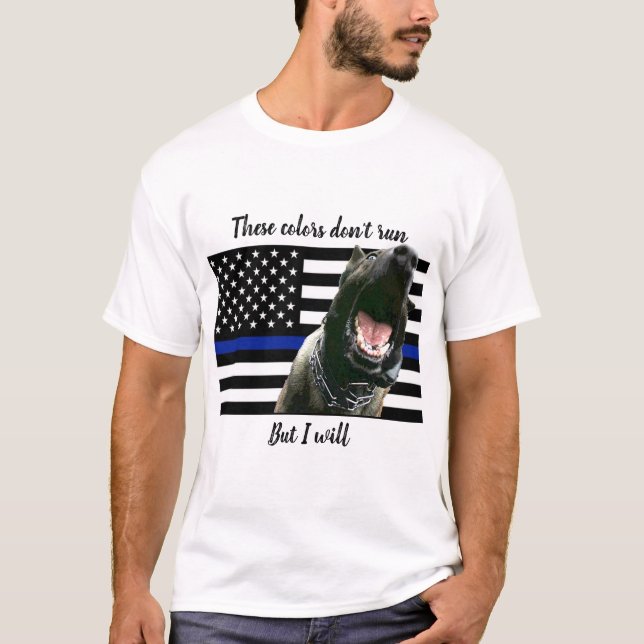 T-shirt Ligne bleue mince - Humour K9 (Devant)
