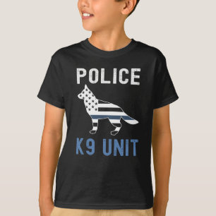 T-shirt Ligne Bleue Mince K9 Police bergère allemande Unit