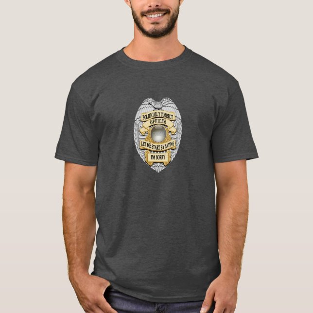 T-shirt Ligne Bleue Mince Politiquement Correction Badge D (Devant)