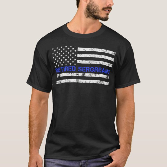 T-shirt Ligne Bleue mince Sergent de police retraité Shirt (Devant)