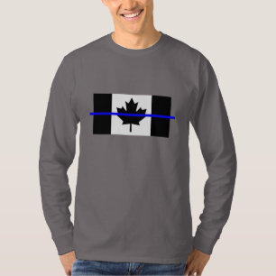 T-shirt Ligne bleue mince sur le drapeau canadien