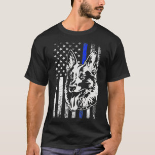 T-shirt Ligne bleue USA Drapeau K9 Berger allemand Patriot